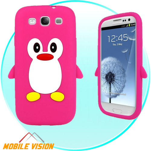 Capinha Para Samsung Galaxy S3 Emborrachada Pinguim Rosa